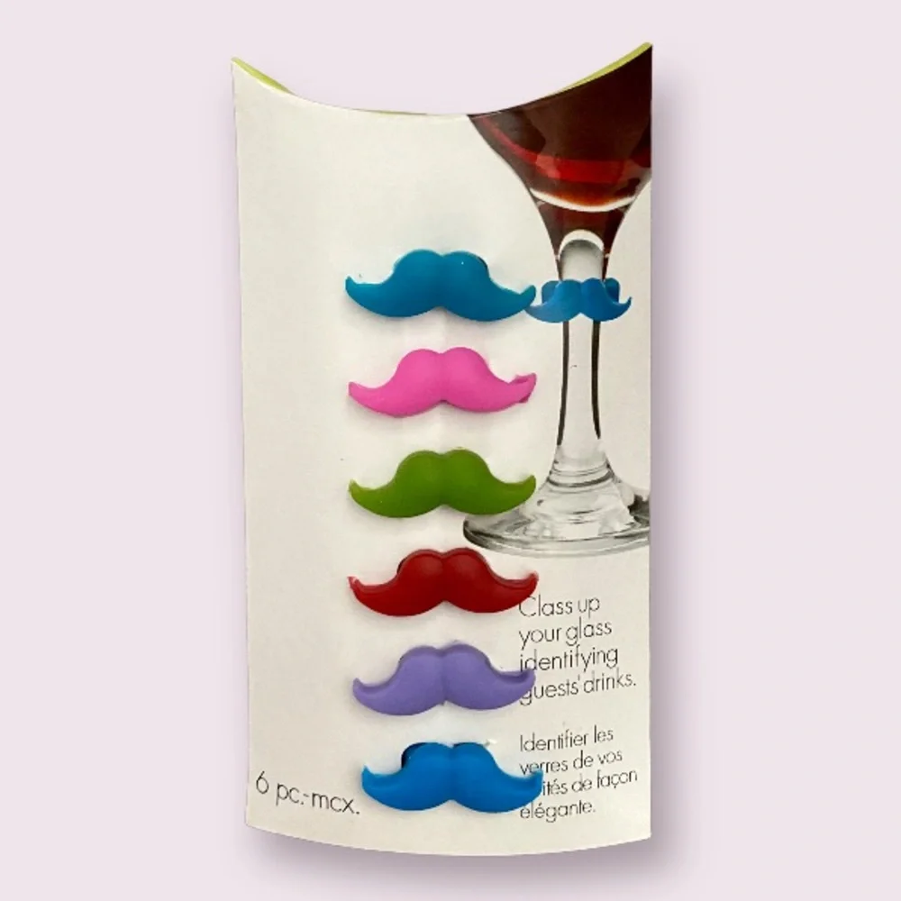 Joie 6pc Mustache Wine Charms in Multicolor